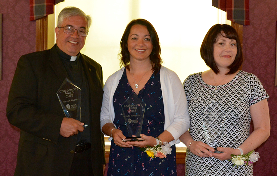 Deacon Steven Callaghan, Julie Hammond and Paola Stefanuto have been chosen as this year’s recipients for the Chairperson’s Award.