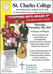 Stepping into Grade 9 Night at St. Charles College – Nov. 5