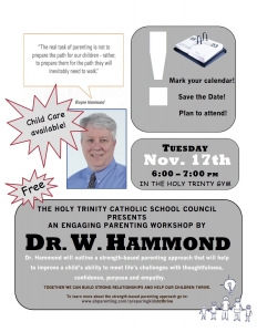 Dr. Hammond to Speak to Parents – Upcoming Event -Tuesday, November 17