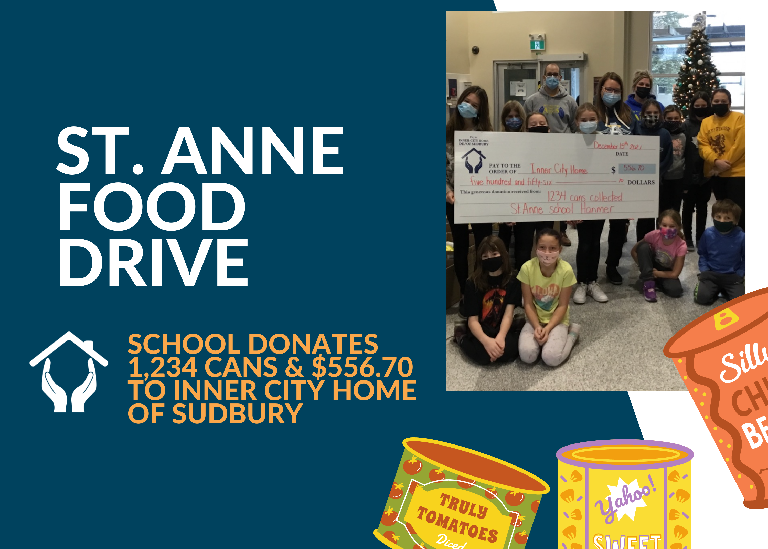 St. Anne School Donates 1,234 Cans & $556.70 to Inner City Home Of Sudbury