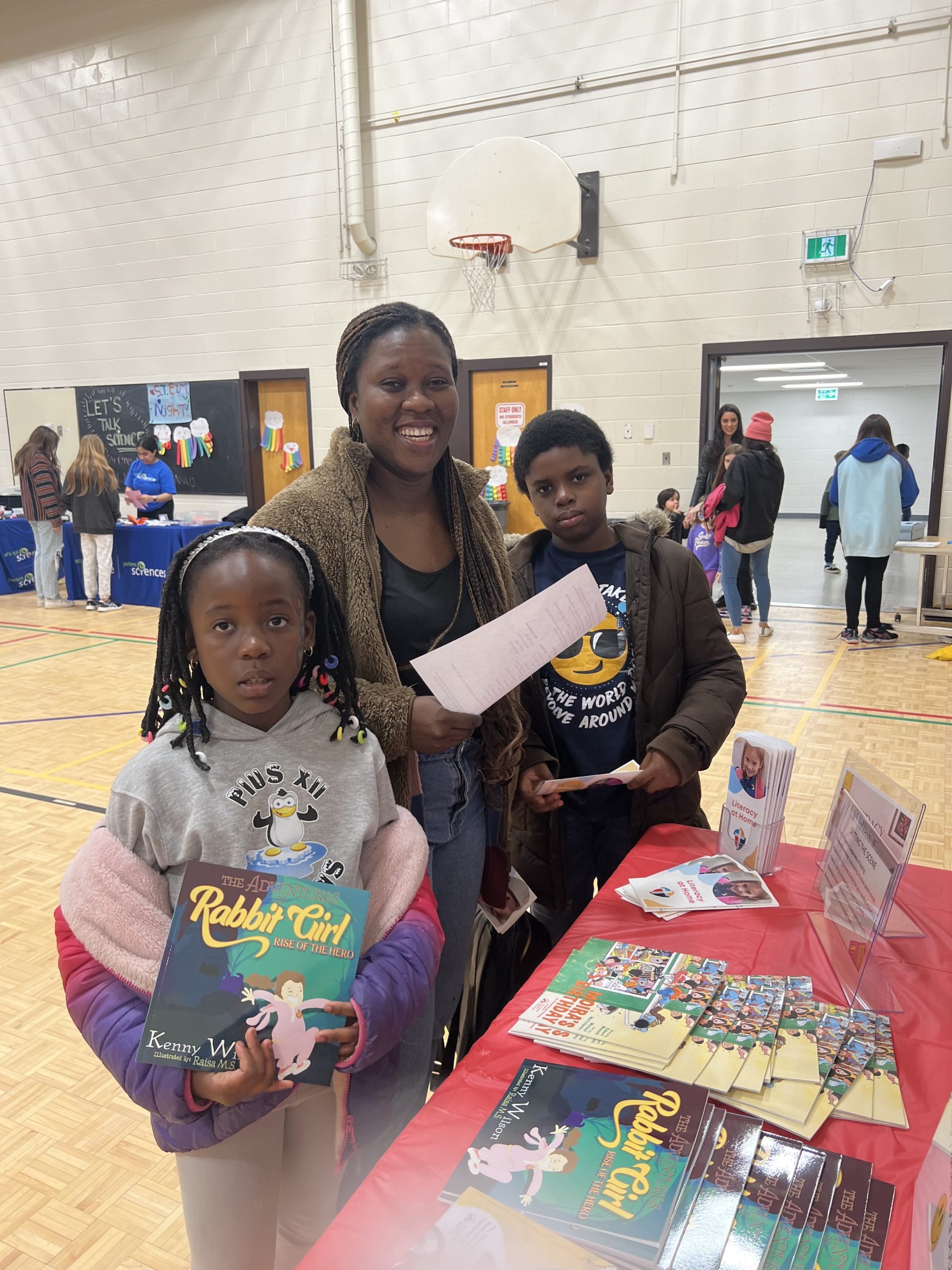 Family holds up books