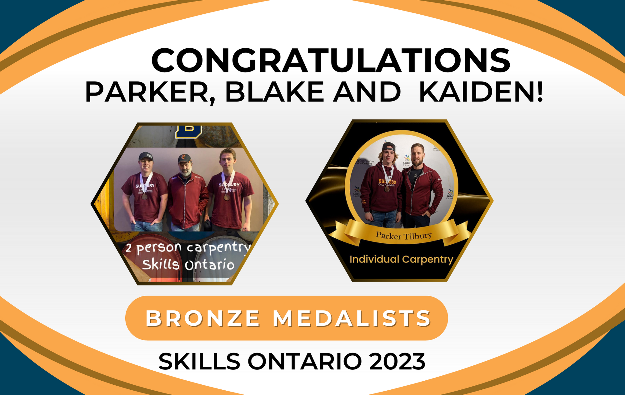 Three Sudbury Catholic Students Receive Bronze Medals at Skills Ontario 2023 Competitions!